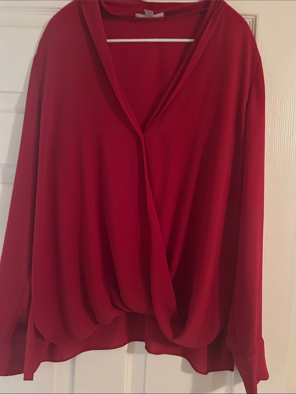 Chelsea 28 Women’s Red Draped V-Neck Blouse